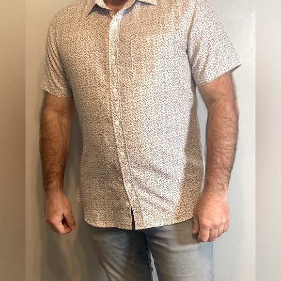 Sovereign Code Casual Button Up Dress Shirt Size Large Purple/White Motif - Picture 1 of 9